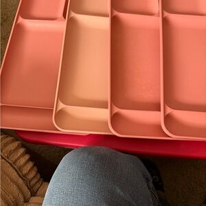 Vintage Tupperware Pink Compartment Tray. Set of 4.